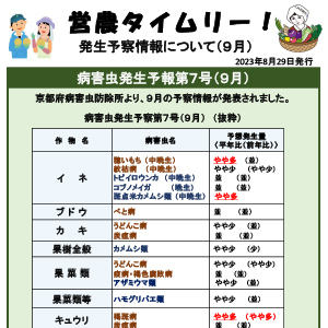 発生予察情報について（９月）